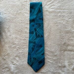 Tanya Laurer Silk hand painted Blue Patterned Men's Tie